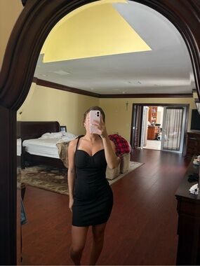 SHEIN Black Ruched Bodycon Mini Dress